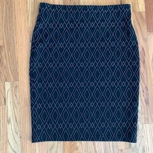 Leota geometric pencil skirt NWT M navy